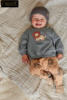英国next男婴童灰色，狮子卫衣卫裤运动纯棉套装993-565