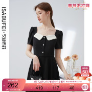 衣纱布菲简棠赫本风，黑色雪纺连衣裙2023女夏季时尚设计裙子