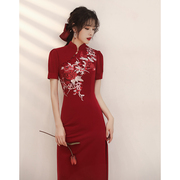 旗袍敬酒服新娘平时可穿中国风结婚红色礼服女订婚回门连衣裙夏季
