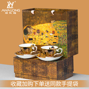 欧式小奢华陶瓷咖啡杯套装油画创意简约家用骨瓷下午茶杯礼盒装