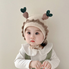 婴儿帽子秋冬季女童宝宝针织毛线，帽可爱超萌公主护耳女宝宝套头帽