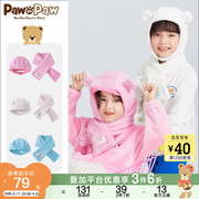 PawinPaw卡通小熊童装秋冬款男女童帽子围巾两件套可爱保暖