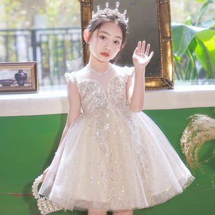 花童婚礼小女孩礼服高端夏季公主裙女童蓬蓬纱，主持人钢琴演奏礼服