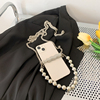 小众独特设计手机夹子包珍珠(包珍珠)斜挎链条装饰包包个性手机包女潮百搭