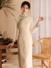 白色蕾丝加绒旗袍2023冬季新中式，国风高端气质，年轻款少女连衣裙