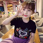 女童短袖T恤夏装2024洋气儿童网红卡通上衣小女孩韩版打底衫