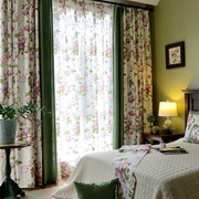 美式田园棉麻客厅卧室飘窗落地窗帘拼接窗，帘布成品现代简约