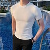 夏季薄款男士短袖t恤韩版修身冰丝打底体衫休闲紧身条纹冰感小衫