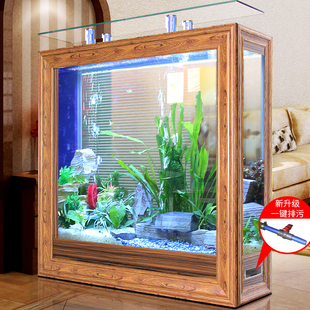 欧式中型水族箱客厅1.2米生态玻璃屏风大型金鱼缸1.5米吧台缸