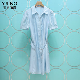 ysing衣香丽影，2023夏装衬衫，领单排扣连衣裙120515632