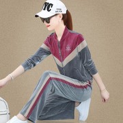 金丝绒运动套装女春秋服季2024洋气休闲裤子棒球服卫衣0214x