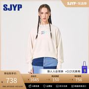 SJYP韩国小众设计上衣复古字母印花潮范儿短款长袖运动卫衣女