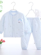 新生儿秋冬季薄棉衣0-2岁男女宝宝保暖衣服夹棉初生婴儿加厚套装