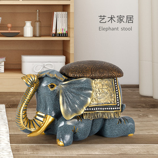 玄关摆件大象换鞋凳子，创意收纳凳储物凳客厅茶几，小凳子家居装饰品