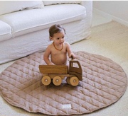 ins风纯色菱形格子，柔软圆形地垫宝宝爬行垫多用途棉布儿童盖毯