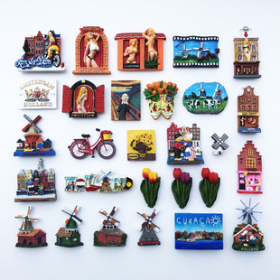 荷兰各地创意人文景观磁铁冰箱，贴阿姆斯特丹旅游纪念树脂工艺