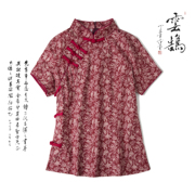 春夏中国风改良半身旗袍，上衣短袖复古风修身仿棉麻民族风女装