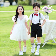 六一儿童演出服女童公主白色蓬蓬裙小学生合唱男礼服舞蹈表演服装