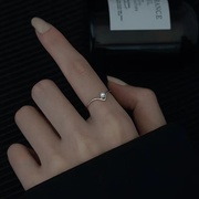 s925纯银v字珍珠戒指女高级简约小众设计食指，指环细戒轻奢冷淡风