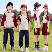 小学生校服polo衫教师大班夏季套装英伦风薄款海军风幼稚园