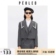 飘蕾outlets海军领学院风西装2024春季洋气外套女peoleo