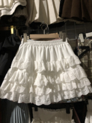 小个子白色木耳边蕾丝半身裙2024夏季法式甜辣气质设计感蛋糕短裙