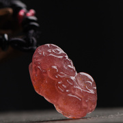 天然草莓晶貔貅项链女锁骨，链小众设计粉水晶吊坠送闺蜜礼物