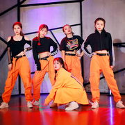 春秋韩版宽松嘻哈街舞女团队舞台表演套装成人爵士跳舞服装工装裤