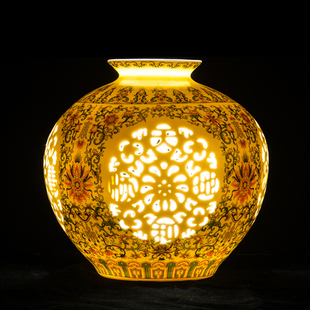 景德镇陶瓷花瓶石榴，瓶摆件青花瓷新中式，家居客厅博古架瓷器装饰品