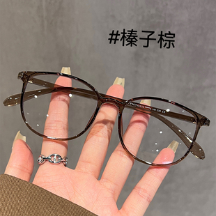 韩版潮流tr90透明茶棕色眼镜近视，女可配度数，素颜显白椭圆形眼睛架
