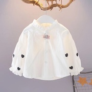 女童纯棉衬衫春秋装长袖，上衣0-1-2-3岁5女宝宝衬衣，韩版婴儿衣服潮