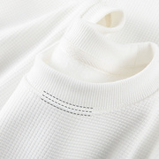 纯白色重磅品质基础款加绒，加厚华夫格，圆领卫衣秋冬季宽松打底上衣