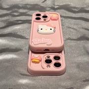 可爱粉色立体kitty猫适用iphone15promax手机壳苹果13肤感12保护套14Pro少女款1112Pro全包防摔13Pro硅胶