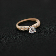 80分钻戒仿真钻高碳戒指女韩国四爪结婚订婚钻石闪钻装饰夸张配饰