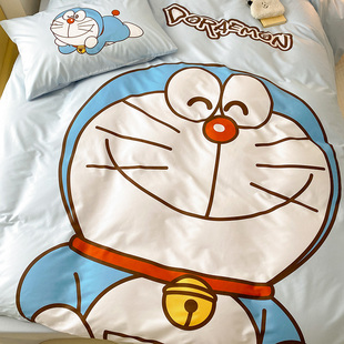 哆啦a梦叮当猫蓝胖子，机器猫全棉四件套数码，印花纯棉卡通床单被套