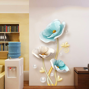 3d立体浪漫花朵墙贴中式现代风装饰贴画，客厅卧室玄关布置墙纸自粘