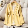 高级感黄色西装外套女春秋季休闲时尚短款时髦洋气女士小西服上衣