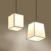 现代简约餐厅小吊灯中式亚麻布艺灯罩仿羊皮创意卧室书房定制灯具