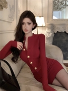 新年红色套装裙纯欲性感，修身上衣外套包臀，半身裙早春搭配一整套女