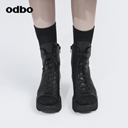 odbo欧迪比欧原创设计高级感厚底增高牛皮马丁靴女夏季2023