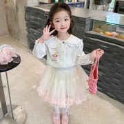 女童糖果衬衫裙子套装春秋款，2024儿童装洋气时髦宝宝春季春装