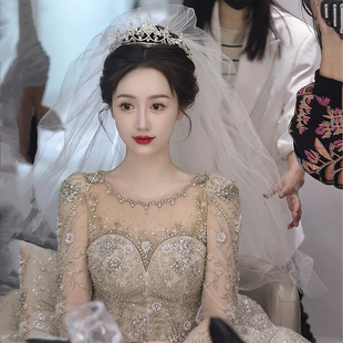 新娘头饰韩式大气闪钻水晶，公主王冠发箍结婚纱，礼服造型配饰品