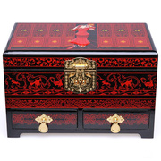 平遥推光漆器首饰盒木质中式复古手饰盒收纳盒嫁妆梳妆盒实用