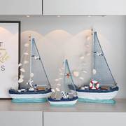 地中海风格创意超市装饰摆设木质帆船模小摆件美陈海鲜区木船小船