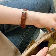 UHADA 小米手环6腕带NFC版智能运动手环小米7/5/4/3通用表带女生个性简约皮质夏季经典竹节纹皮质替换带