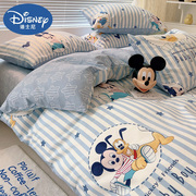 迪士尼米奇儿童卡通四件套全棉纯棉100宿舍三件套米老鼠被套床单