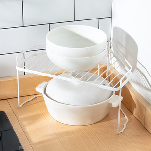 家用铁艺三角置物架厨房锅具整理架碗碟收纳架可叠加式创意分层架
