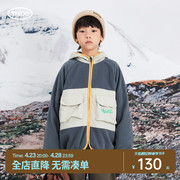 mipo AW23冬装 儿童摇粒绒外套男童秋冬款女童连帽卫衣工装加厚