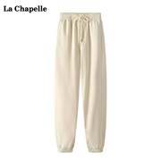 拉夏贝尔/La Chapelle高腰束脚休闲卫裤女秋季显瘦直筒长裤