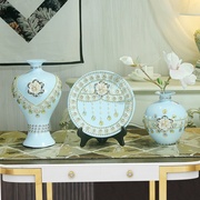 创意欧式花瓶摆件三件套客厅餐桌插花陶瓷瓶摆设酒柜电视